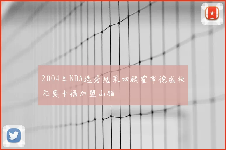 2004年NBA选秀结果回顾霍华德成状元奥卡福加盟山猫